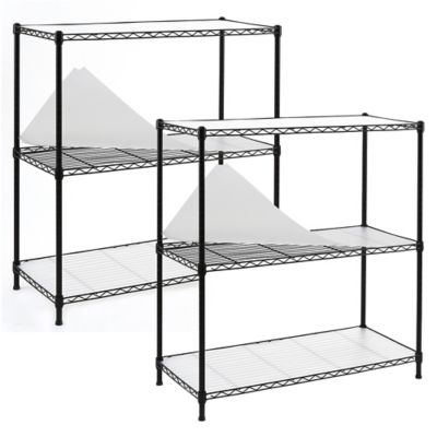 EFINE Black 3-Tier Carbon Steel Wire Garage Storage Shelving Unit, NSF Certified (2 pk.) (36 in. W x 36 in. H x 16 in. D)