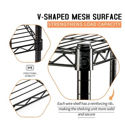 Image showing  36 in. x 36 in. x 16 in. 3-Tier Carbon Steel Wire Garage Storage Shelving Unit, NSF Certified, Black, 2-Pack