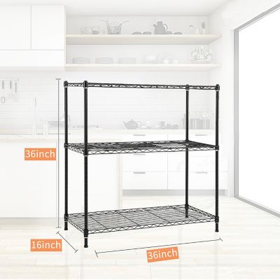 Image showing 5 th EFINE 36 in. x 36 in. x 16 in. 3-Tier Carbon Steel Wire Garage Storage Shelving Unit, NSF Certified, Black, 2-Pack