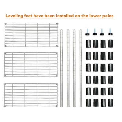 Image showing  3-Tier 36 in. x 36 in. x 16 in. Chrome Carbon Steel Wire Garage Storage Shelving Unit, NSF Certified