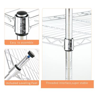 Image showing  36 in. x 36 in. x 16 in. 3-Tier Carbon Steel Wire Garage Storage Shelving Unit, NSF Certified, Chrome, 2-Pack