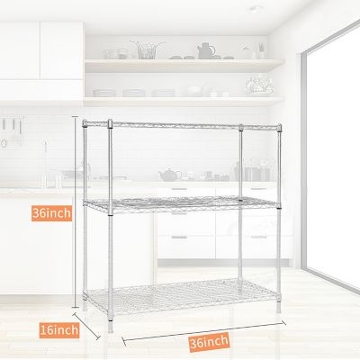 Image showing 5 th EFINE 36 in. x 36 in. x 16 in. 3-Tier Carbon Steel Wire Garage Storage Shelving Unit, NSF Certified, Chrome, 2-Pack