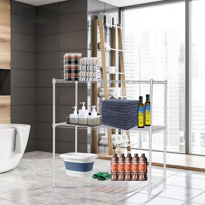 Image showing 6 th EFINE 36 in. x 36 in. x 16 in. 3-Tier Carbon Steel Wire Garage Storage Shelving Unit, NSF Certified, Chrome, 2-Pack