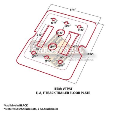 Image showing 6 th DC Cargo E-Track Mini Plate-2 Slots, Black Powder Coated