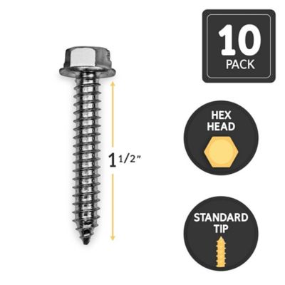Image showing  Wood Screws, 1.5 in. Hex Washer Head, 10 pk.