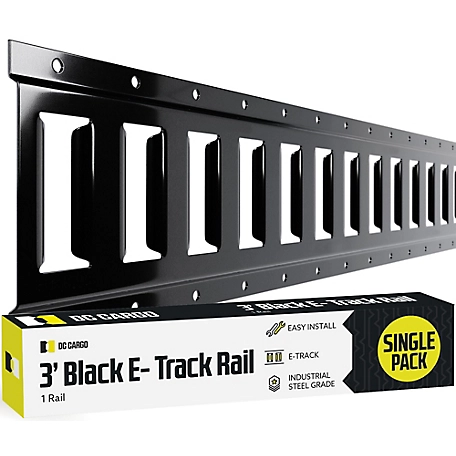 DC Cargo E-Track Rail, Horizontal, Black Powder Coated, 3 ft.