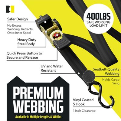 Image showing  Auto-Retract Strap with S-Hooks, 1 in. x 10 ft., 2 pk.