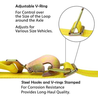 Image showing  2 in. x 114 in. Axle Strap with Ratchet, Snap Hooks, 3,333 lb. Capacity
