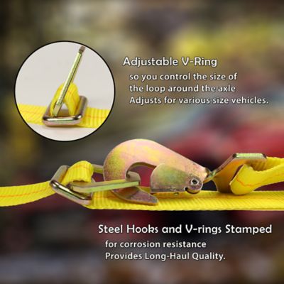Image showing  2 in. x 114 in. Axle Strap with Ratchet, Snap Hooks, 3,333 lb. Capacity
