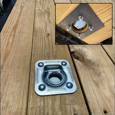 Image showing 5 th DC Cargo Recessed Pan D-Ring with Backing Plate, Square, 2,000 lb. WLL