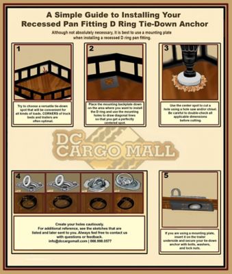 Image showing 7 th DC Cargo Recessed Pan D-Ring with Backing Plate, Square, 2,000 lb. WLL