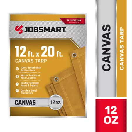 JobSmart 12' x 20' Canvas Tarp 10 oz. Tarps