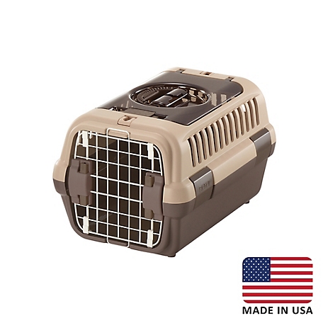 Richell Double Door Pet Carrier Small Soft Tan and Brown