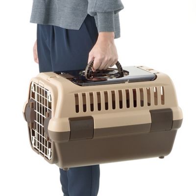 Image showing  Double Door Pet Carrier Small Soft Tan and Brown