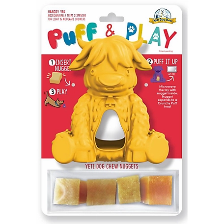 Yeti Dog Chew Yak Puff & Play Dog Toy Interactive Nuggets Dispenser - Light to Light Moderate Chewers