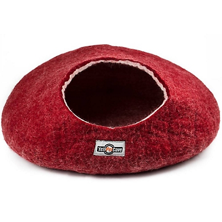 Yeti Pet Cave Pet Bed for Cats & Small Dogs, 100% New Zealand Wool, YPCRD