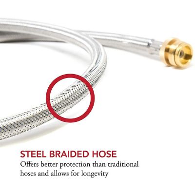 Image showing  Propane 1 lb. to 20 lb. Converter Steel Braided Hose 4 ft.