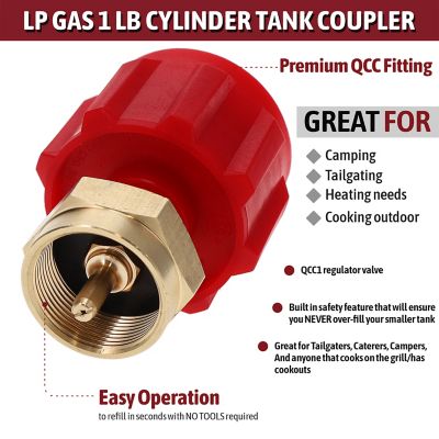 Image showing  1 lb. Propane Refill Adapter, Red