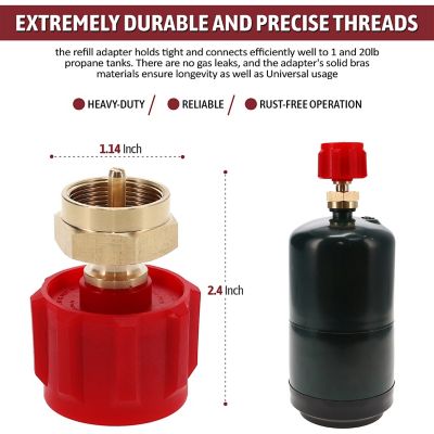 Image showing 5 th Gas One 1 lb. Propane Refill Adapter, Red