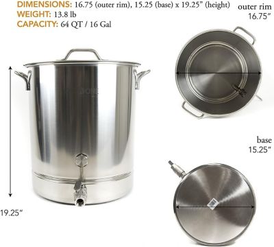 Image showing  64 qt. Stainless Steel Home Brewing Pot Complete Set