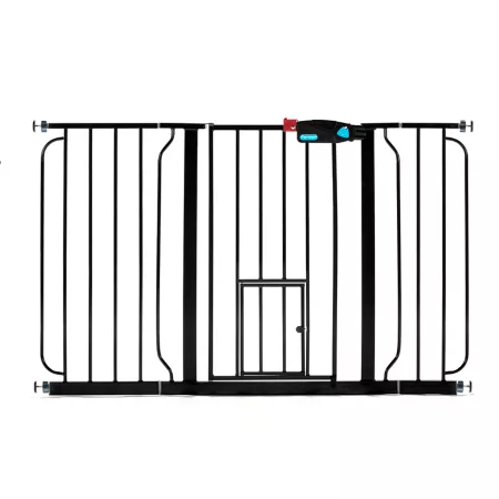 Carlson Pet Products Extra Wide Metal Pet Gate with Lifting Handle and Small Pet Flap Pet Gates