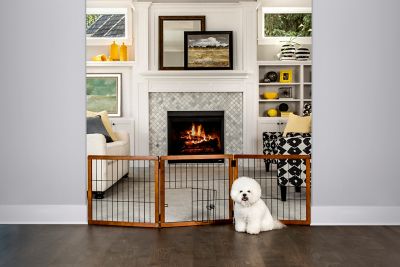 Image showing  20 in. 3-Panel Design Paw Wooden Pet Gate