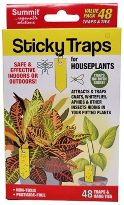 Summit STICKY TRAPS Indor or Outdoor Plant Insect Traps (48 Traps & Ties)