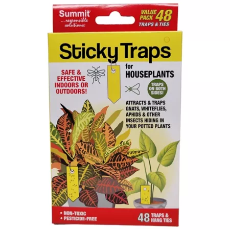 Summit STICKY TRAPS Insect Traps for Indoor or Outdoor Plants (48 Traps and Ties) Insect Traps