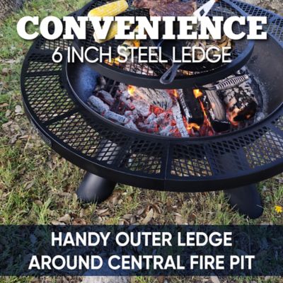 Image showing 7 th Even Embers 44 in. Round Charcoal/Wood-Burning Fire Pit with Cooking Grate