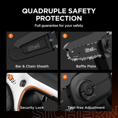 Image showing 8 th Litheli 6 in. 20V Cordless Mini Chainsaw, Battery and Charger Included