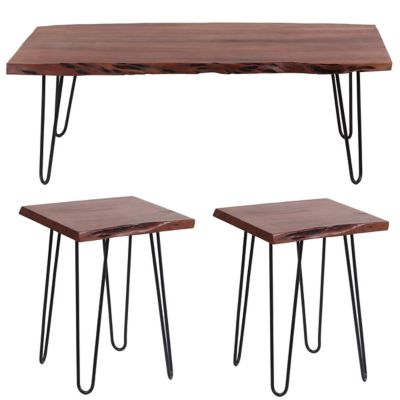AmeriHome Acacia Wood Coffee Table and End Table Set