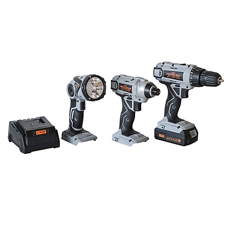 Pro-Series 5 pc. Combo Kit and Impact Driver Set with a 20V Rechargeable Battery and a Rechargeable Battery