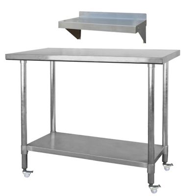 Sportsman Series 36 in. Stainless Steel Table on Casters & Shelf Set