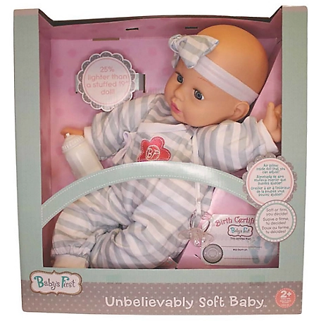 Baby's First Goldberger 19 in. Unbelievably Soft Baby Stripes Doll