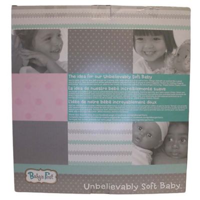 Image showing  Goldberger 19 in. Unbelievably Soft Baby Stripes Doll