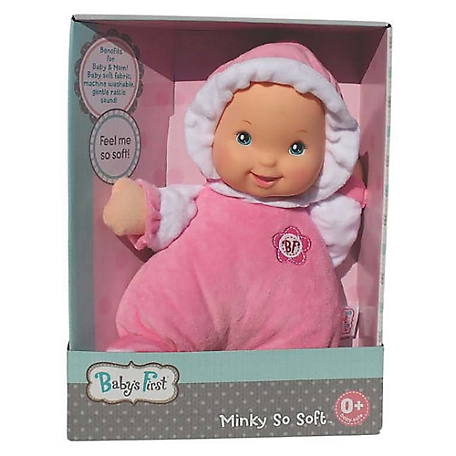 Baby's First Goldberger 12 in. Soft Body Baby Doll Minky Pink