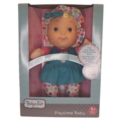 Baby's First Goldberger 12 in. Soft Body Playtime Baby Doll with Teal Dress