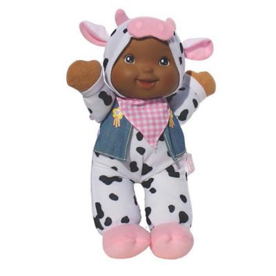 Image showing  Goldberger 12 in. Soft Body Baby Doll with Farm Animal Friends Cow (African American)
