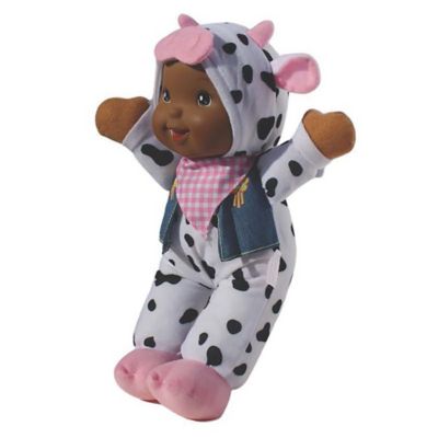 Image showing  Goldberger 12 in. Soft Body Baby Doll with Farm Animal Friends Cow (African American)