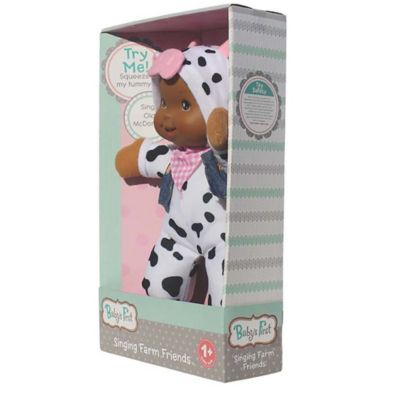 Image showing  Goldberger 12 in. Soft Body Baby Doll with Farm Animal Friends Cow (African American)
