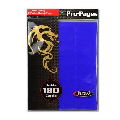 BCW 10 Side Loading 9-Pocket Pro Binder Pages - Blue