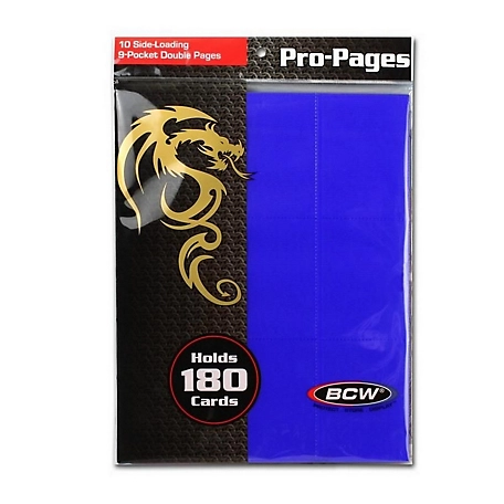 BCW 10 Side Loading 9-Pocket Pro Binder Pages - Blue
