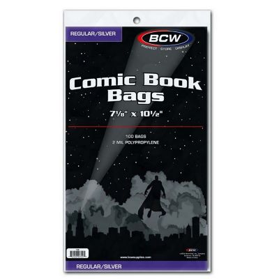 BCW Regular/Silver Comic Book Bags - 7 1/8 in. X 10 1/2 in. (100 ct.)