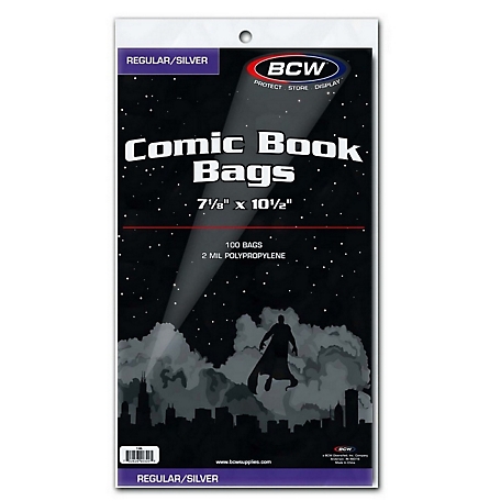 BCW Regular/Silver Comic Book Bags - 7 1/8 in. X 10 1/2 in. (100 ct.)