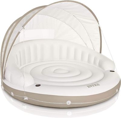 INTEX 78.5 in. x 59 in. Inflatable Canopy Island Float Lounge