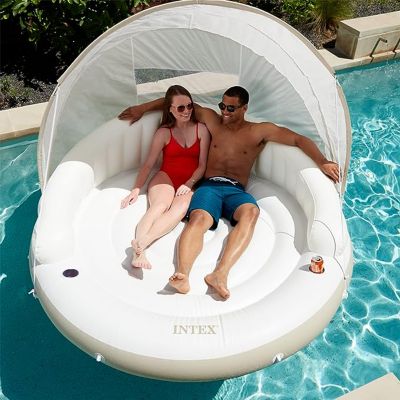 Image showing  78.5 in. x 59 in. Inflatable Canopy Island Float Lounge