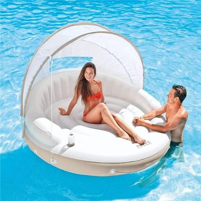 Image showing  78.5 in. x 59 in. Inflatable Canopy Island Float Lounge