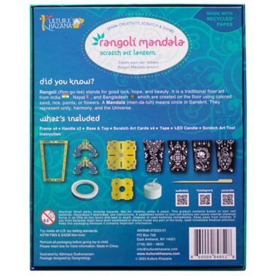 Image showing  Rangoli Mandala Scratch Art Lantern - DIY Craft Kit