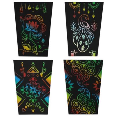 Image showing  Rangoli Mandala Scratch Art Lantern - DIY Craft Kit