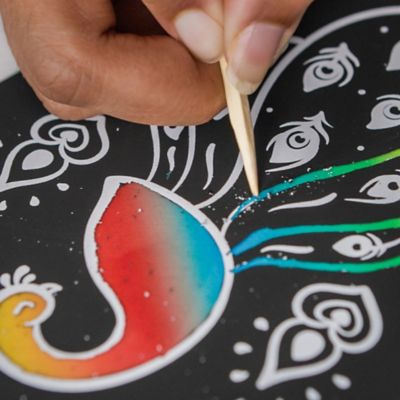 Image showing 5 th Kulture Khazana Rangoli Mandala Scratch Art Lantern - DIY Craft Kit